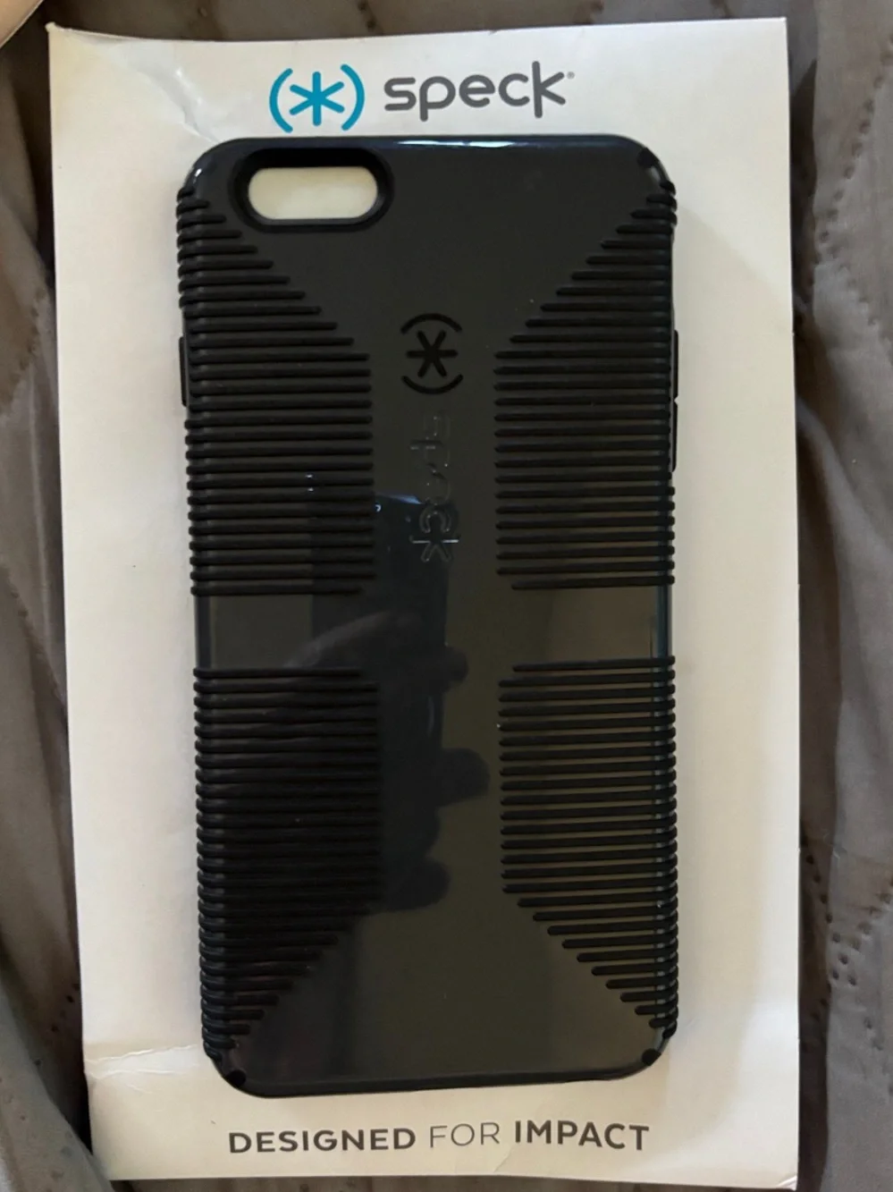 Apple IPhone 6 Plus Speck Black Ribbed Grip Protective Phone Case
